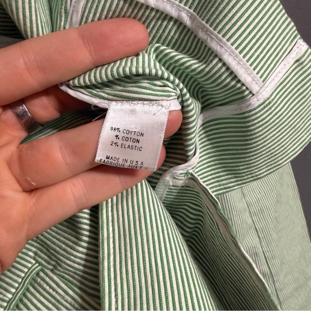 Theory Green / White Striped Cotton Blazer Size 10 - Picture 7 of 8